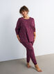 Pyjamasbukser med trykk, M&oslash;rk Bordeaux, Model image number 0