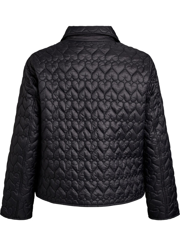 Lett polstret jakke med dekorativ quilting, Svart, Packshot image number 1