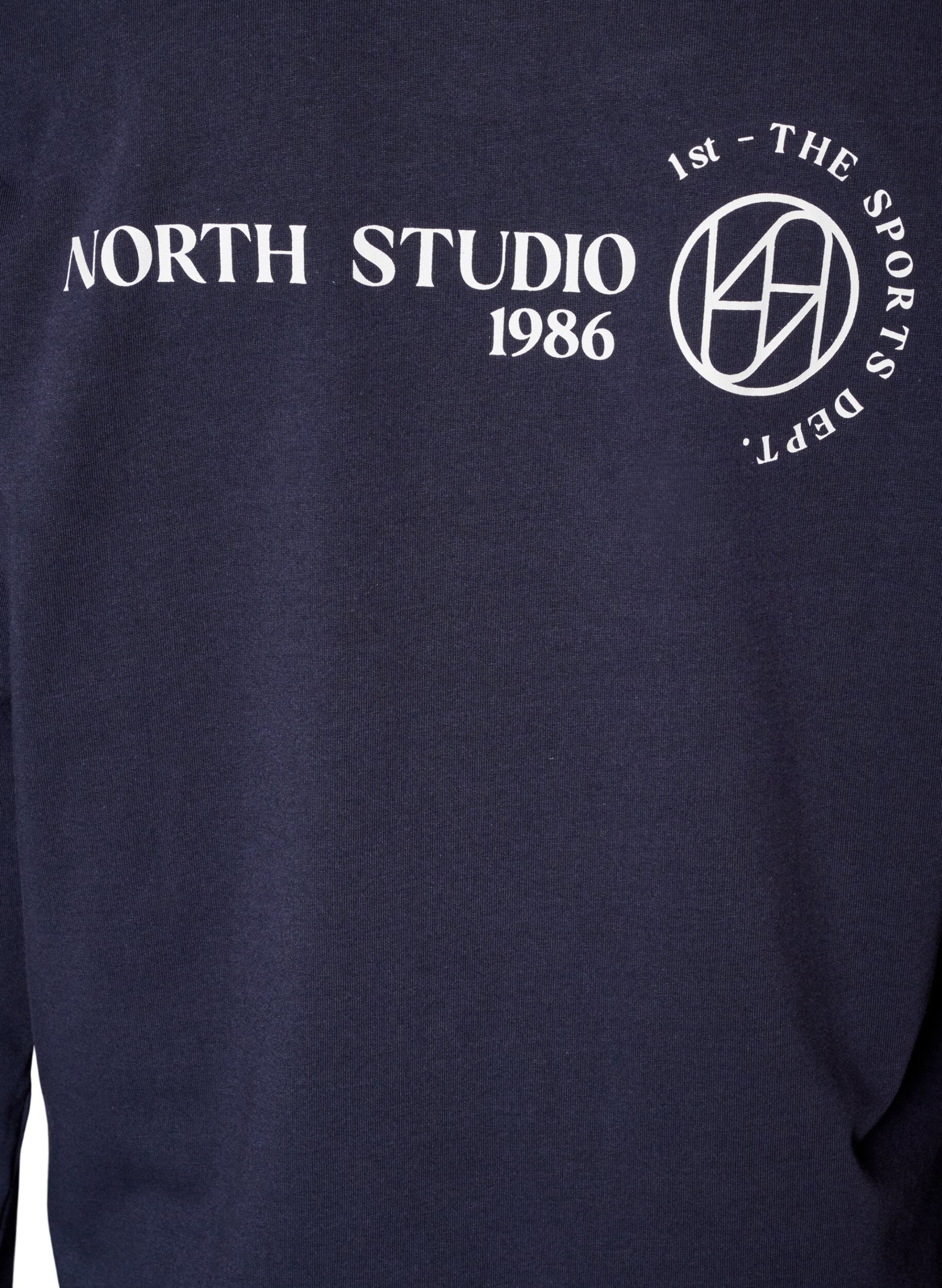 ZizziLangermet jerseybluse med teksttrykk, Bl&aring;, Packshot image number 4