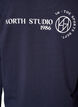 Langermet jerseybluse med teksttrykk, Bl&aring;, Packshot image number 4