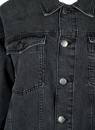Zizzi Løs denimjakke med slitte detaljer, Dark Grey Denim, Packshot image number 2