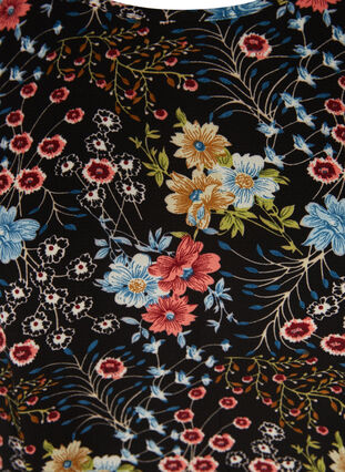 Bluse med korte ermer, Black flower aop, Packshot image number 2
