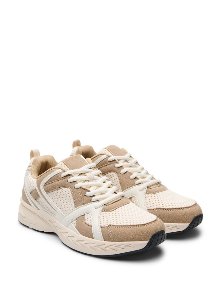 Sporty sneakers med mesh, Beige, Packshot image number 1