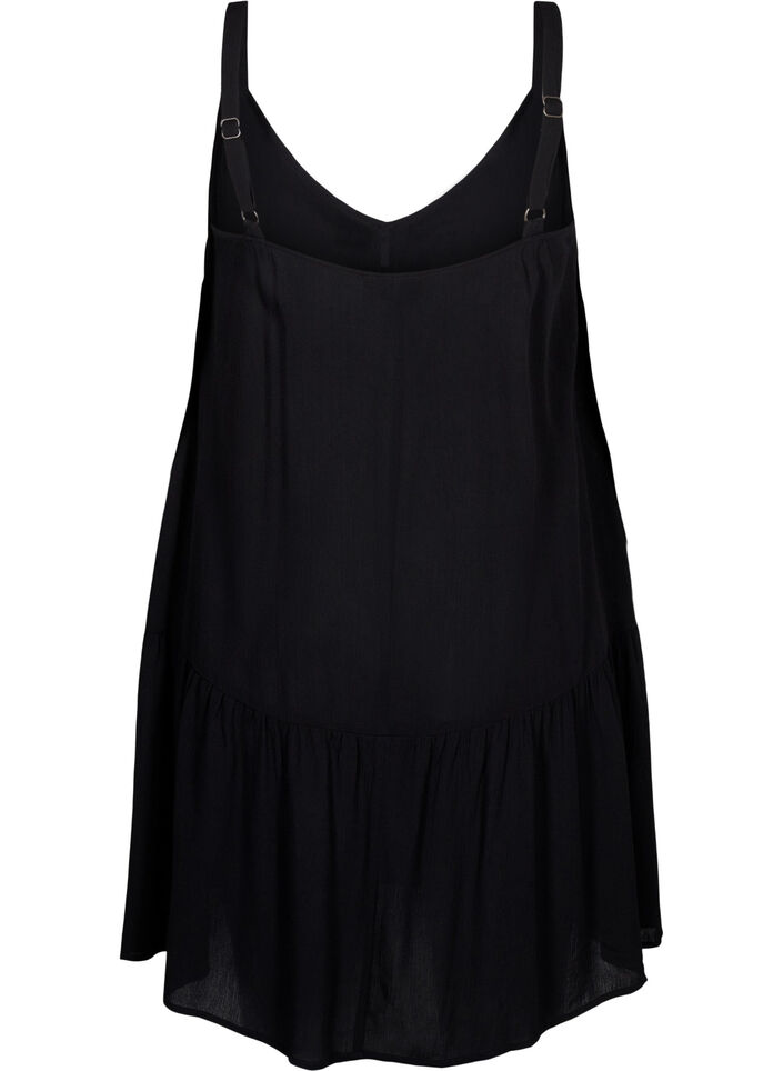 Sommerkjole i viskose med stropper, Black, Packshot image number 1