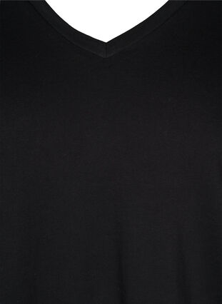 T-skjorte i organisk bomull med V-hals, Black, Packshot image number 2