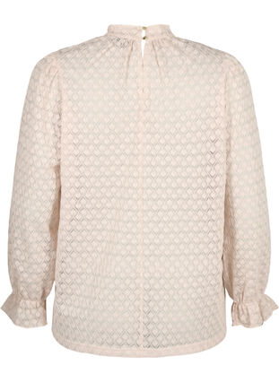 Zizzi Bluse med lange ermer og mønstret tekstur, Whisper Pink, Packshot image number 1