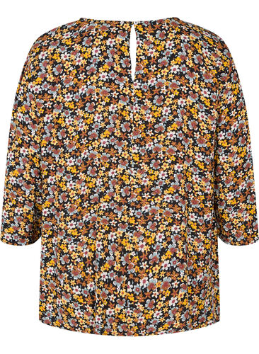 Viskosebluse med blomstermønster, Black Ditsy, Packshot image number 1