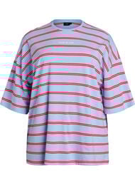 Oversized T-skjorte med striper og 1/2 ermer, Bl&aring;