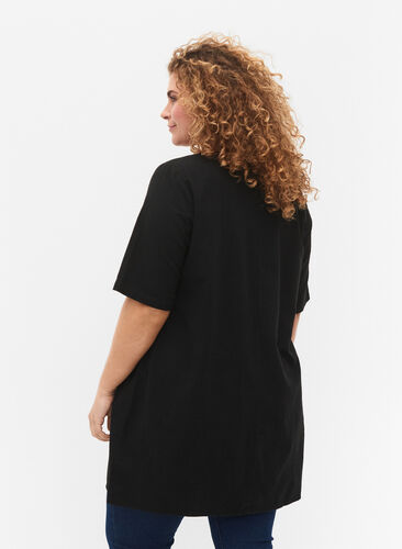 FLASH - kortermet tunika i bomull, Black, Model image number 1