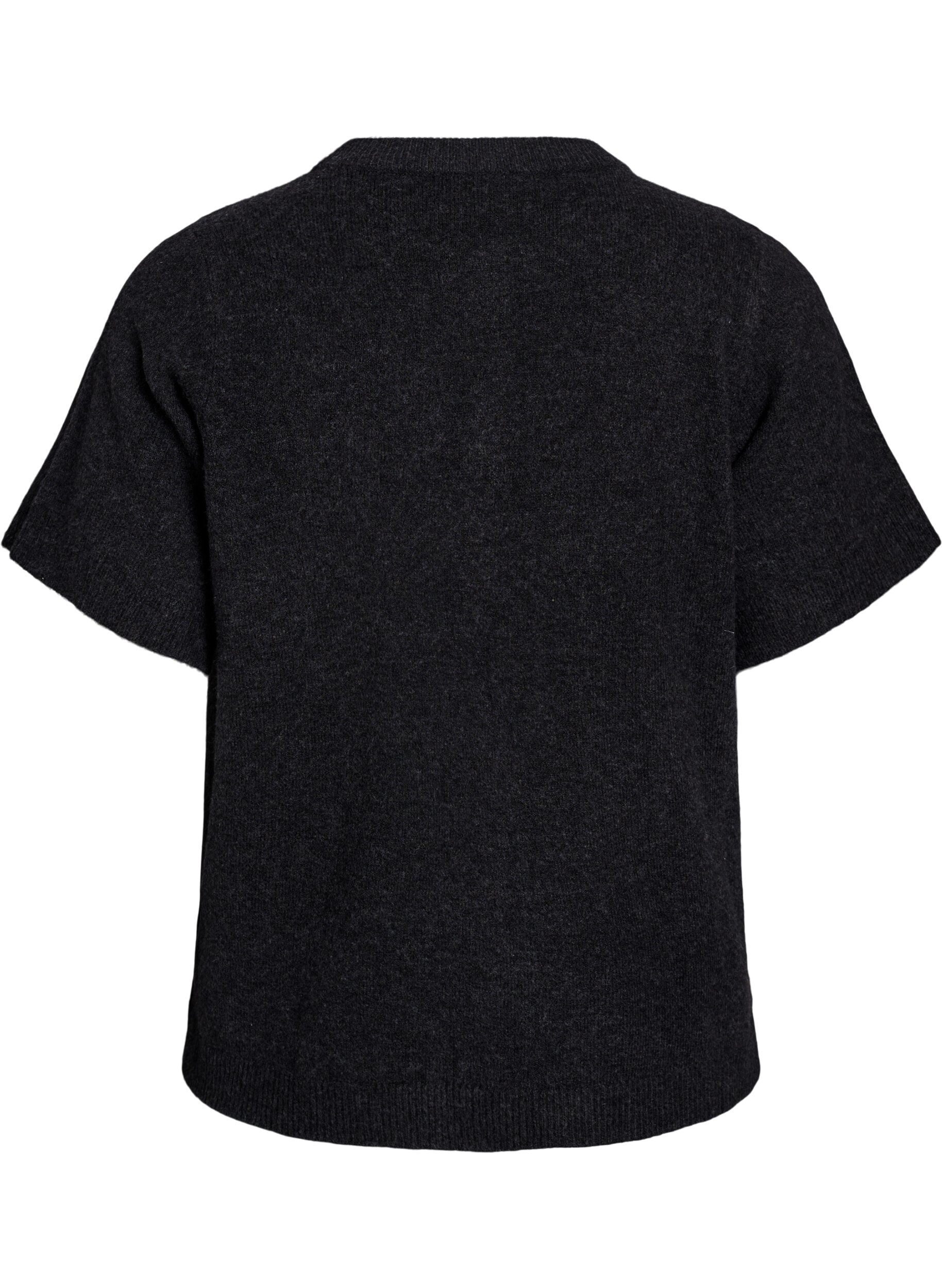 ZizziStrikket cardigan med korte ermer, Gr&aring;, Packshot image number 1