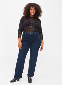 Regular fit Gemma jeans med høyt liv, Dark blue, Model