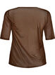 Mesh topp med korte ermer og rund hals, Brun, Packshot image number 1