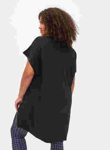 Strikkekjole med glitter og korte ermer, Black W/Lurex, Model image number 1