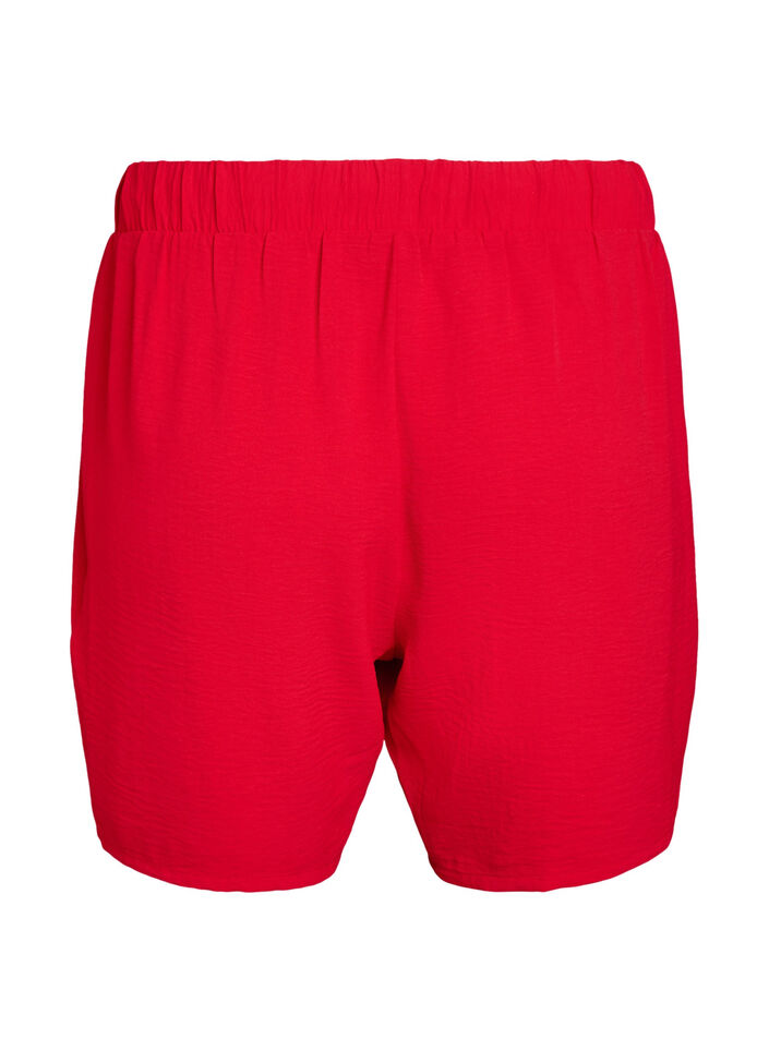Shorts med lommer og elastisk linning, R&oslash;d, Packshot image number 1