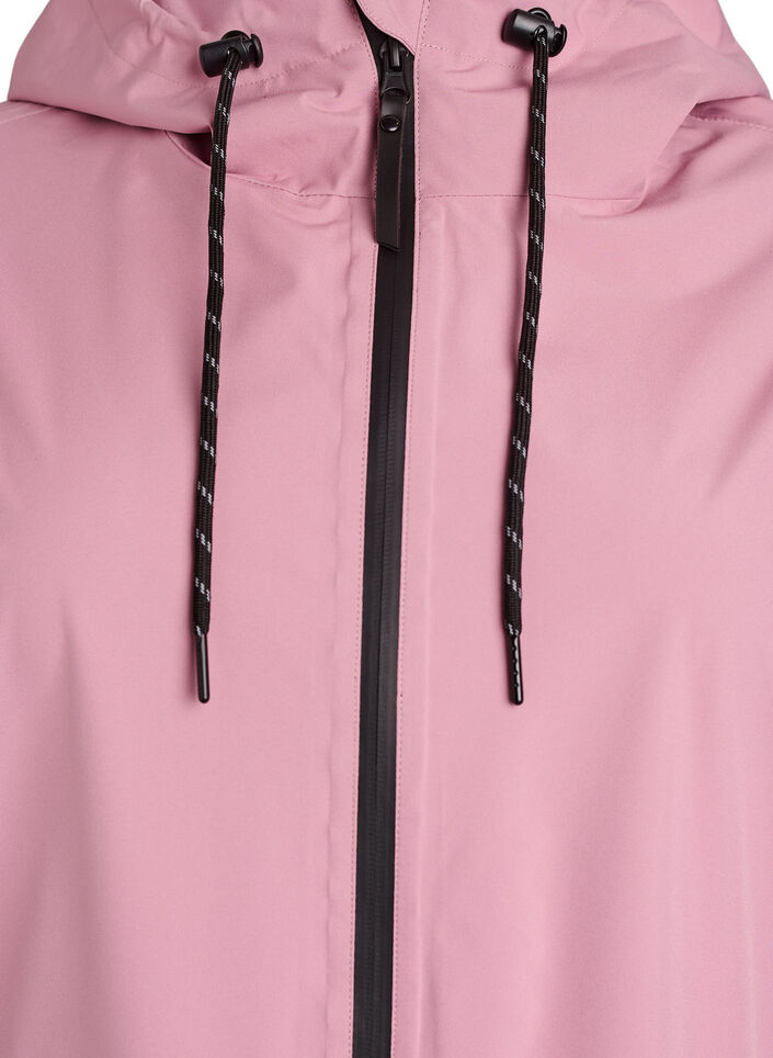 Regnjakke med lommer og hette, Rosa, Packshot