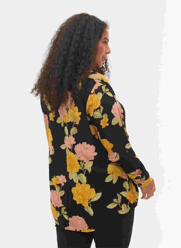 Bluse i 100% viskose med blomstermønster, Scarab Flower, Model image number 1