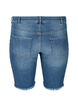 Denimshorts med høyt liv og rå kanter, Dark blue denim, Packshot image number 1