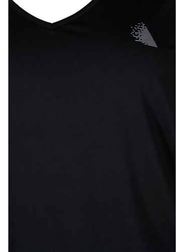Ensfarget trenings T-skjorte med V-hals, Black, Packshot image number 2