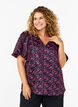 Brodert bluse med korte ermer, Svart, Model image number 0