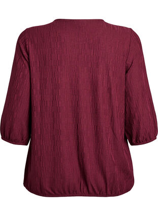 Zizzi Bluse med tekstur og 3/4 ermer, Rød, Packshot image number 1