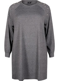 Langermet kjole med perler, Dark Grey Melange