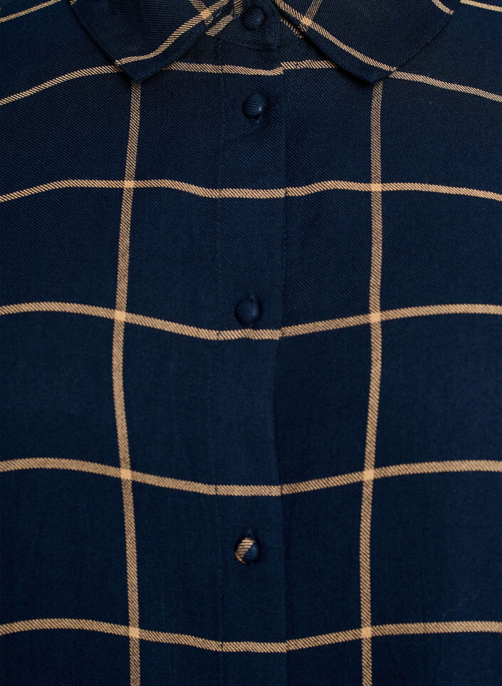Rutete oversized bomullsskjorte, Blå, Packshot image number 2