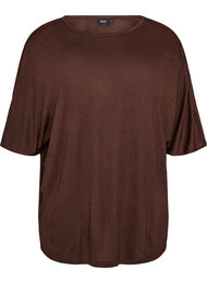 Loose fit T-skjorte i viskose jersey, Brun