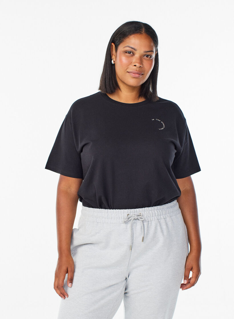 Sporty t-skjorte i &oslash;kologisk bomull, Svart, Model image number 0
