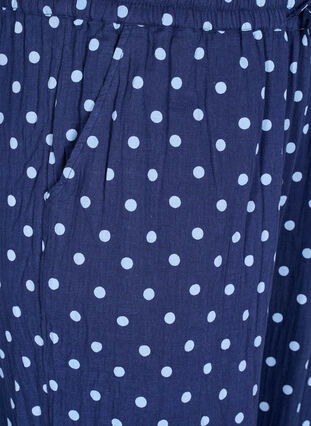 Zizzi Løse bukser i bomullsmuslin med polka dots, Blå, Packshot image number 2
