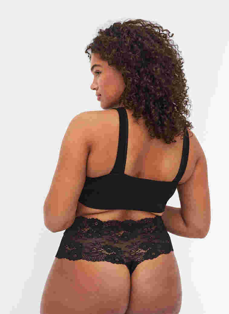 G-streng med bred blondekant, 2 stk., Black, Model