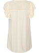 Tunika med broderie anglaise og volangermer, Beige, Packshot image number 1
