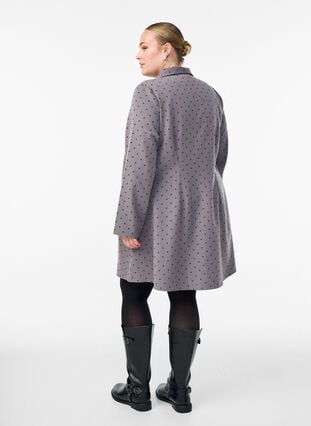 Zizzi Kort A-linje kjole med lange ermer, Grå, Model image number 2
