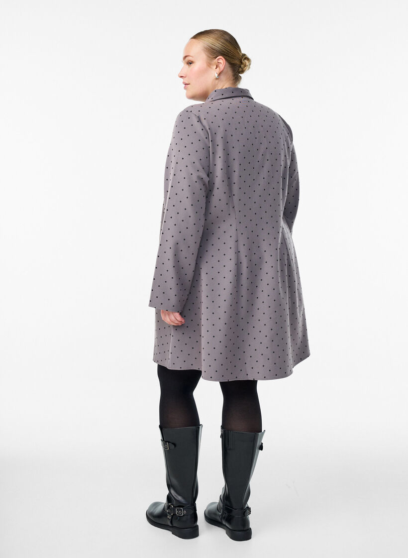 Kort A-linje kjole med lange ermer, Grå, Model image number 2