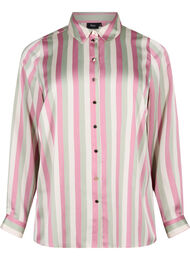 Stripete satengskjorte med krage, Rose Stripe