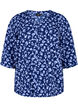 Blomstret bluse med 3/4-ermer, M. Blue Flower AOP, Packshot image number 0