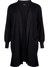 Lang strikket cardigan med lommer