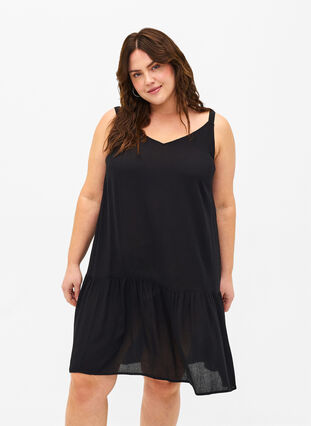 Zizzi Sommerkjole i viskose med stropper, Black, Model image number 0