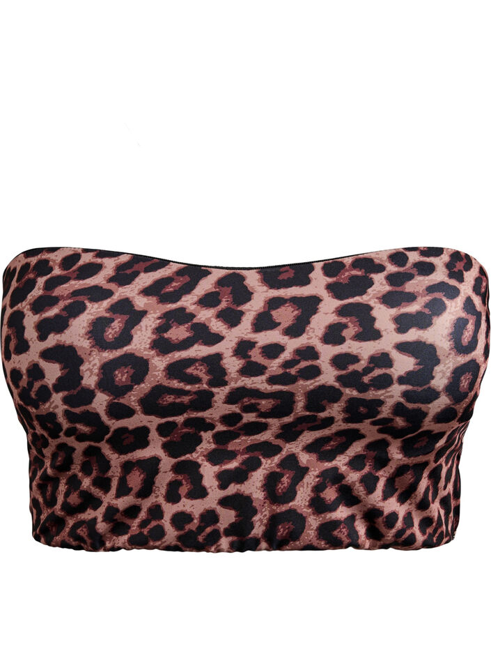 Leopardm&oslash;nstret bandeau bikinitopp, Beige, Packshot image number 0