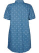 Kortermet denimkjole med hjerteprint, L. Blue D. w. Heart, Packshot image number 1