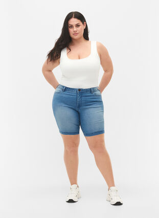 Zizzi Vendbar topp i stretch, Bright White, Model image number 3