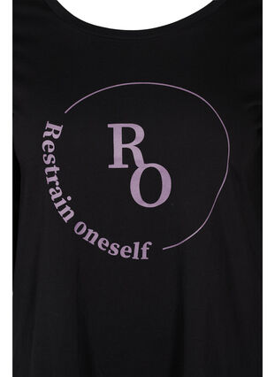 T-skjorte i bomull med 3/4-ermer, Black RO, Packshot image number 2