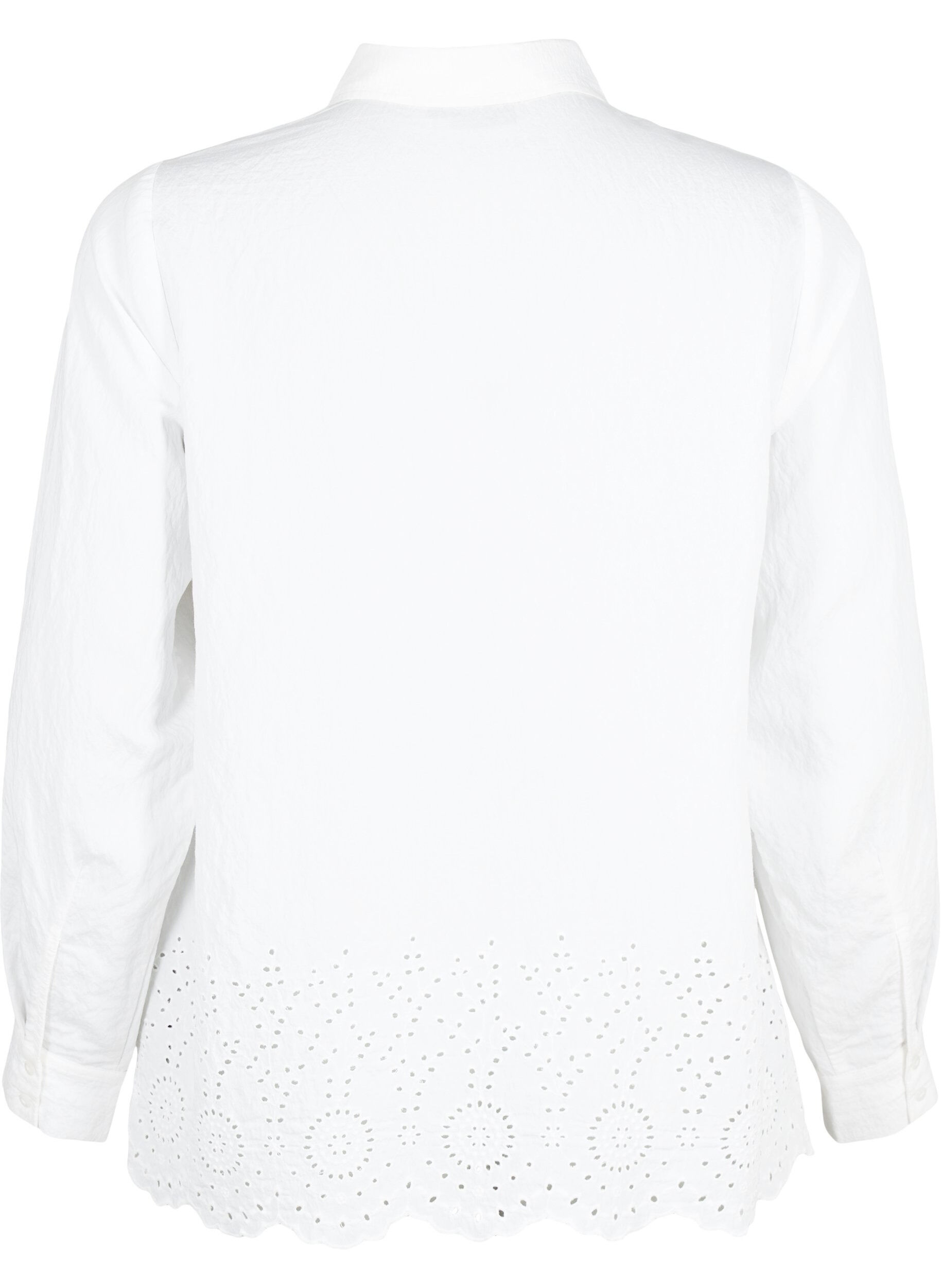 Zizzi Skjorte i viskose med broderi anglaise, Bright White, Packshot image number 1
