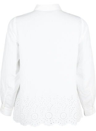 Zizzi Skjorte i viskose med broderi anglaise, Bright White, Packshot image number 1