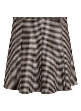 Zizzi Klassisk A-formet skjørt, Brown Check, Packshot image number 0