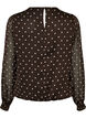 Prikket chiffonbluse med gjennomsiktige ermer, Brun, Packshot image number 1