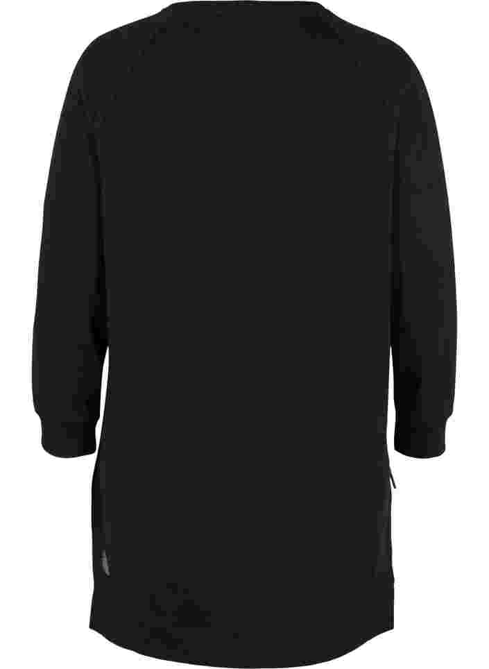 Kjole med lommer og splitt, Black, Packshot image number 1