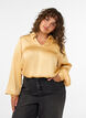 Bluse med skjortekrage og V-hals, Gul, Model image number 0