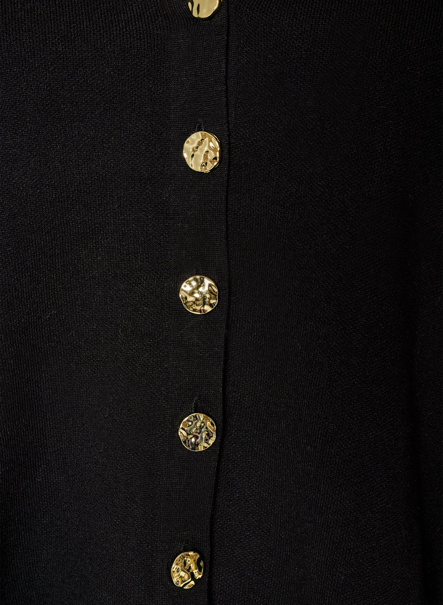 ZizziFinstrikket cardigan med dekorative knapper, Svart, Packshot image number 2