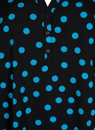 Blomstrete tunika med 3/4 ermer, Black Blue Dot, Packshot image number 2