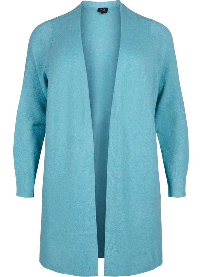 Lang cardigan med åpen front, Reef Water Mel., Packshot image number 0